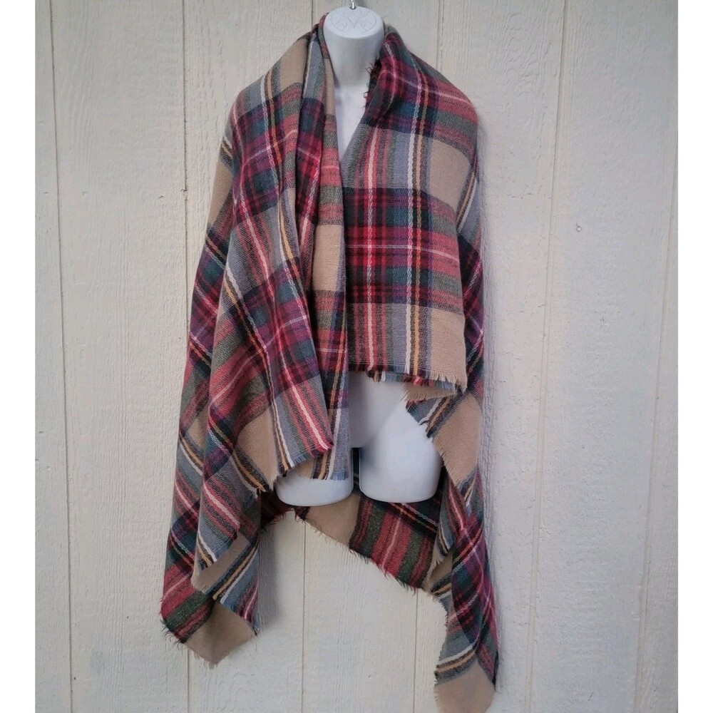 Zara accessories large plaid blanket scarf wrap 54x58 Preppy Cozy Soft
